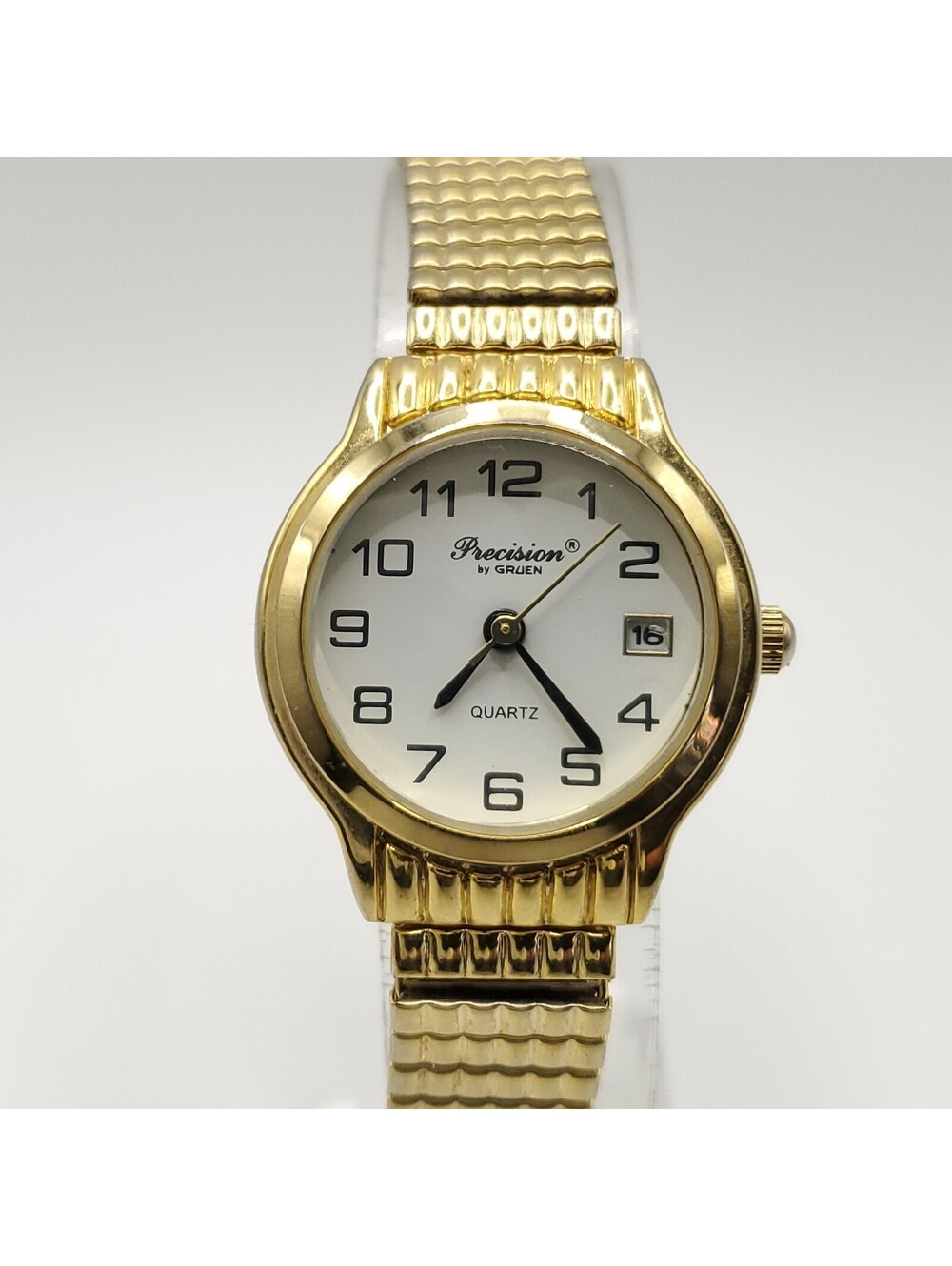 Gruen Precision Quartz Watch Women 24mm White Date Dial New Battery